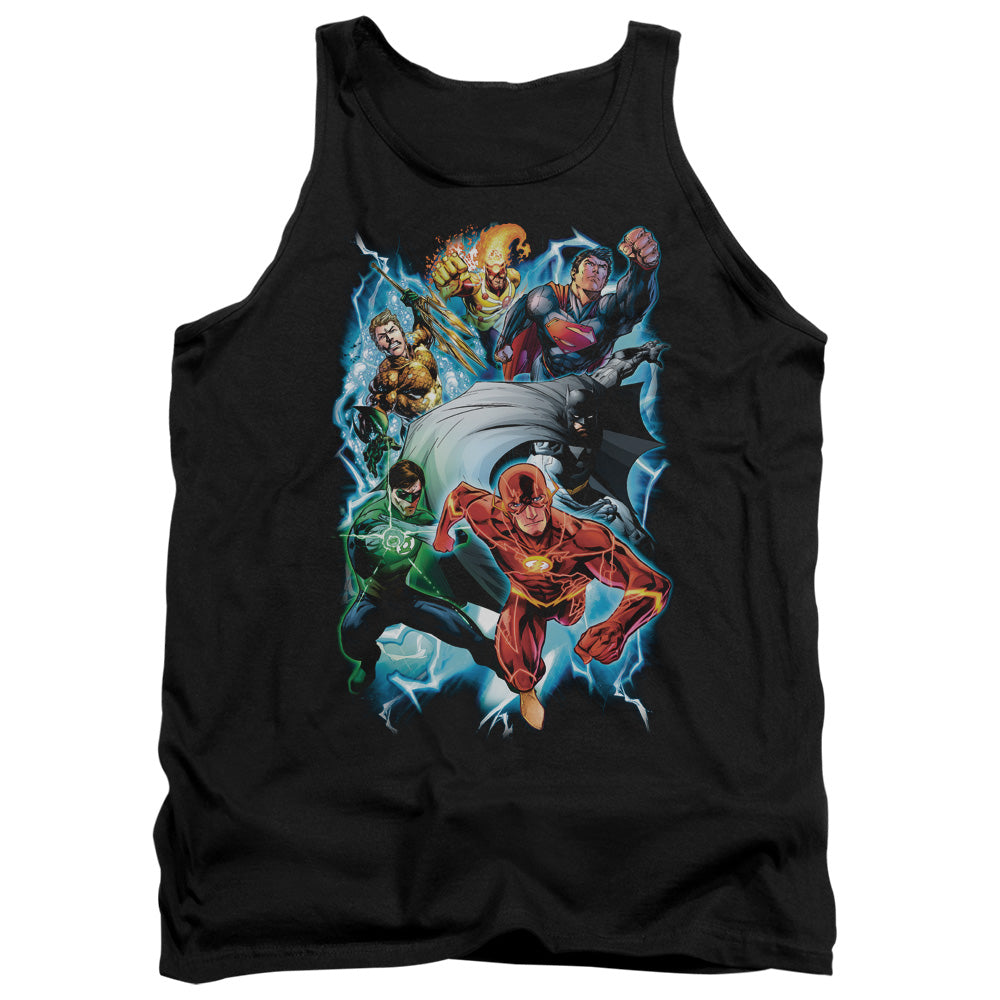 Justice League Electric Team Mens Tank Top Shirt Black