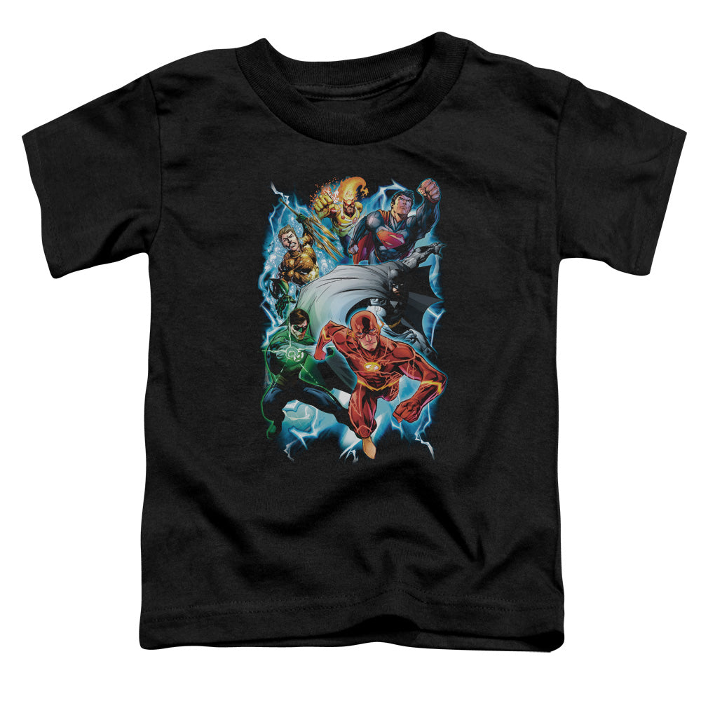 Justice League Electric Team Toddler Kids Youth T Shirt Black