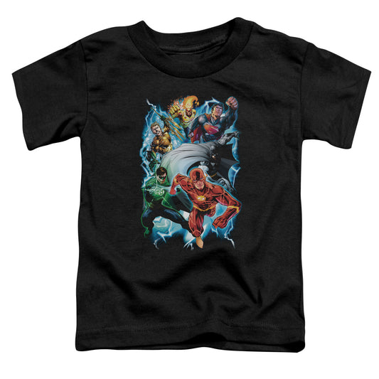Justice League Electric Team Toddler Kids Youth T Shirt Black