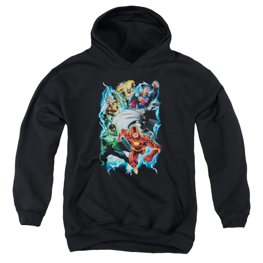 Justice League Electric Team Kids Youth Hoodie Black