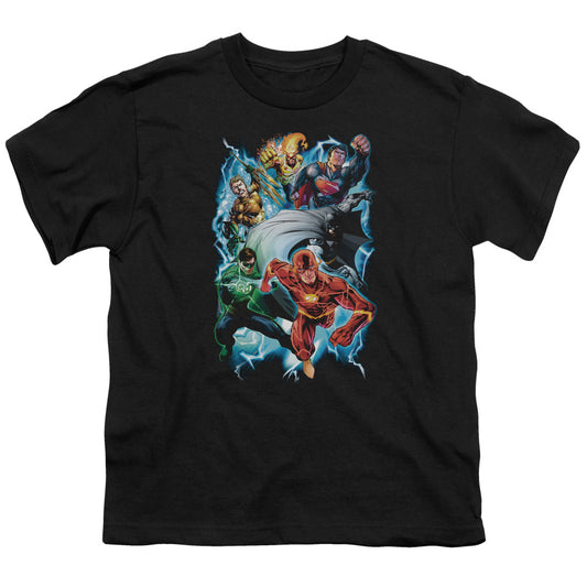 Justice League Electric Team Kids Youth T Shirt Black