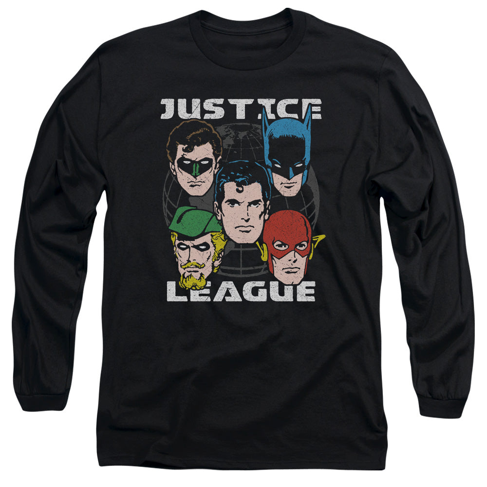 Justice League Head of States Mens Long Sleeve Shirt Black