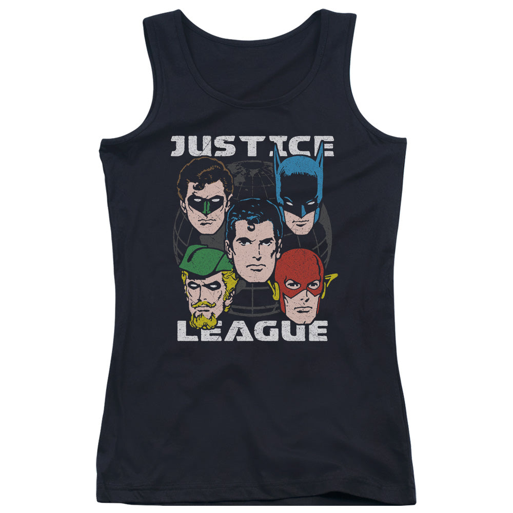 Justice League Head of States Womens Tank Top Shirt Black