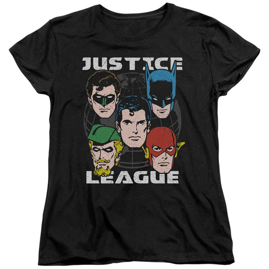 Justice League Head of States Womens T Shirt Black