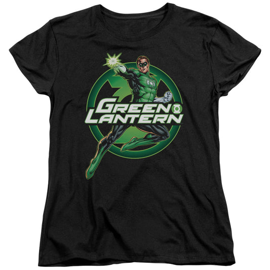 Justice League Lantern Glow Womens T Shirt Black