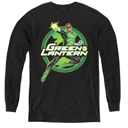 Justice League Lantern Glow Long Sleeve Kids Youth T Shirt Black