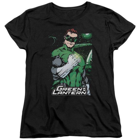 Justice League Fist Flare Womens T Shirt Black