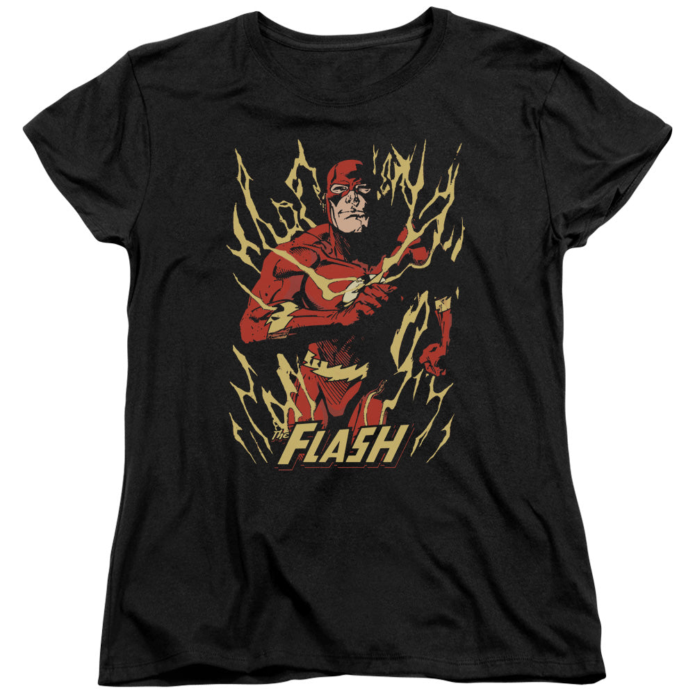 Justice League Flash Flare Womens T Shirt Black