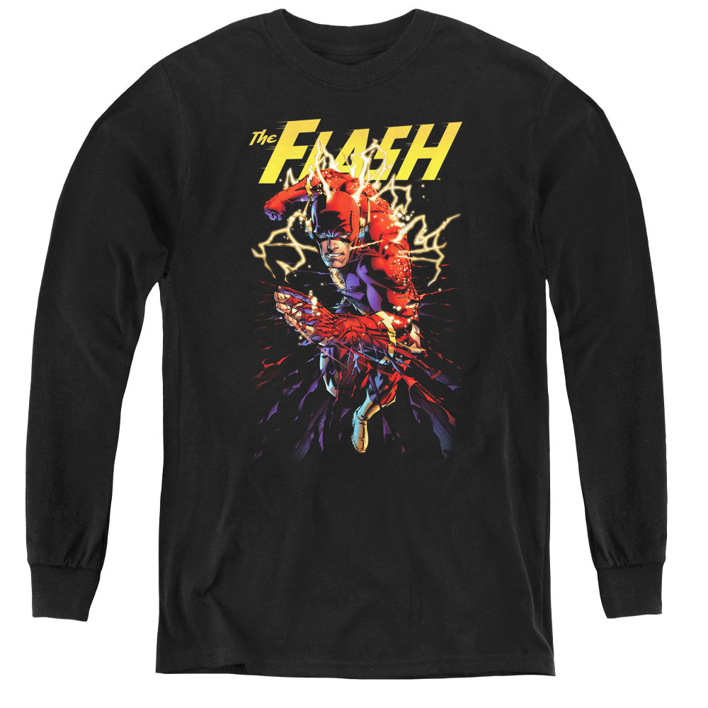 Justice League Ripping Apart Long Sleeve Kids Youth T Shirt Black