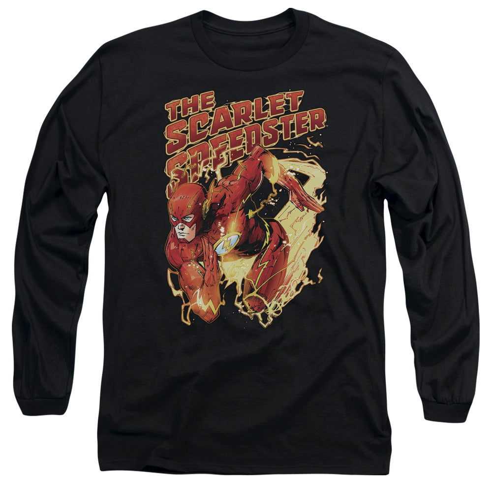 Justice League Scarlet Speedster Mens Long Sleeve Shirt Black