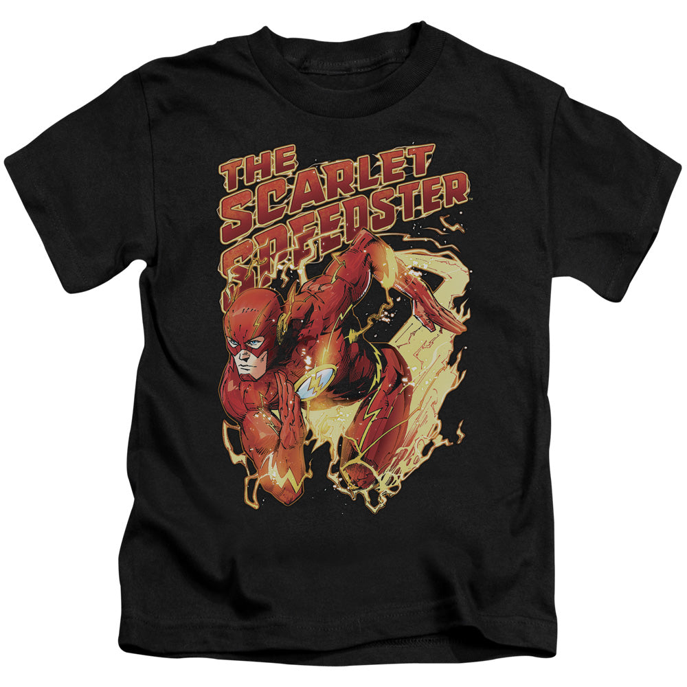 Justice League Scarlet Speedster Juvenile Kids Youth T Shirt Black