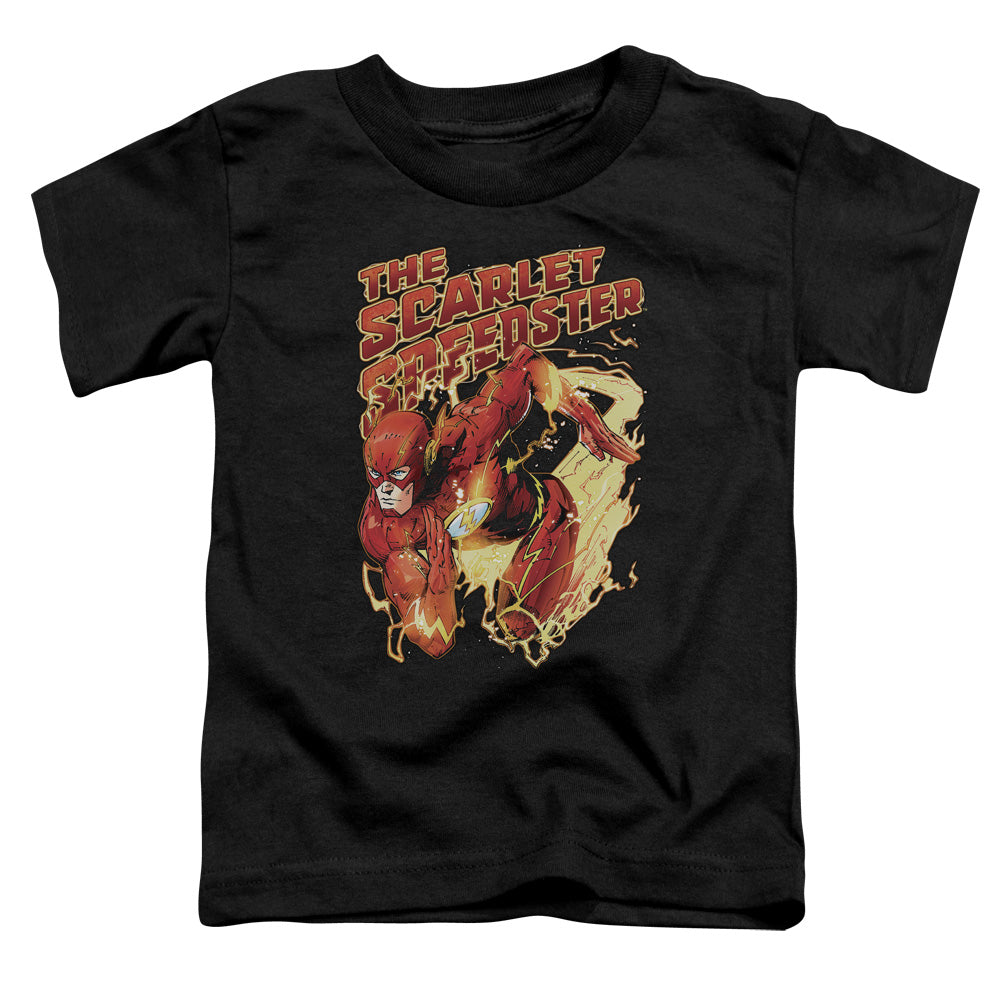 Justice League Scarlet Speedster Toddler Kids Youth T Shirt Black