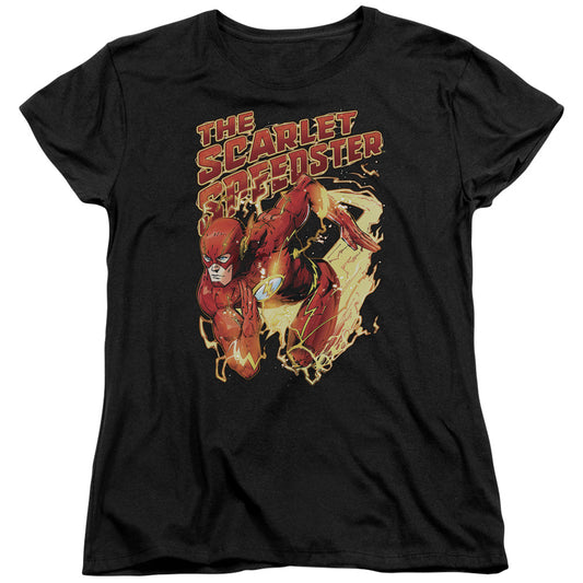 Justice League Scarlet Speedster Womens T Shirt Black