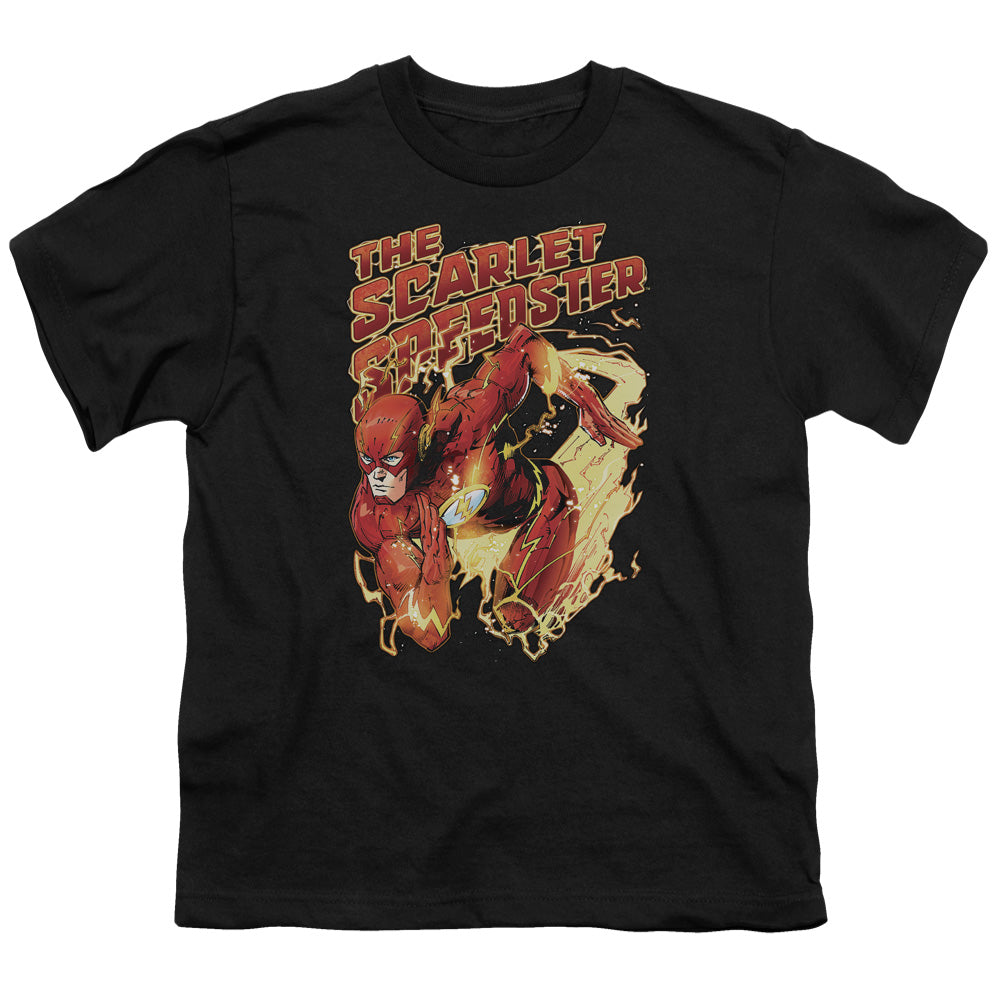 Justice League Scarlet Speedster Kids Youth T Shirt Black