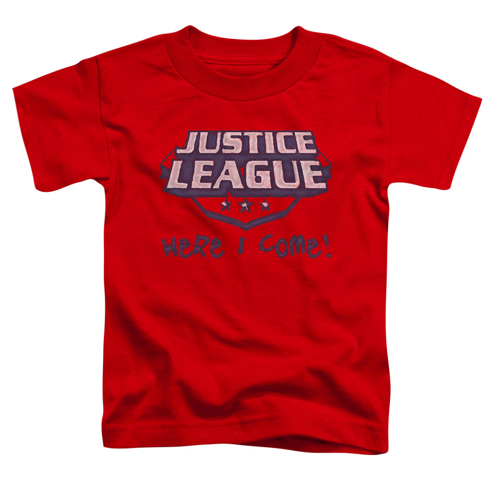 Justice League Here I Come Toddler Kids Youth T Shirt Red