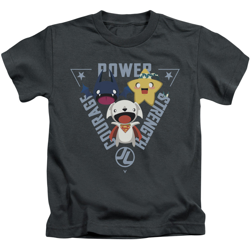 Justice League Power Trio Juvenile Kids Youth T Shirt Charcoal