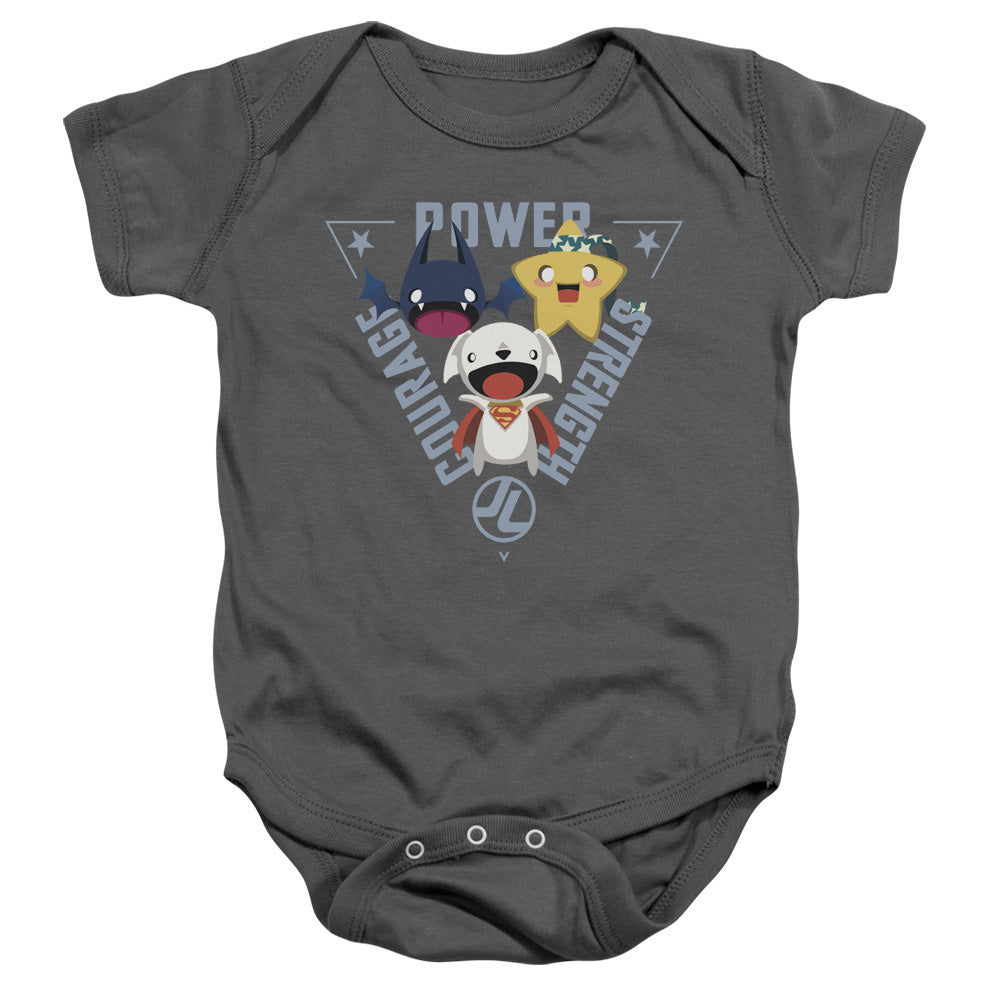 Justice League Power Trio Infant Baby Snapsuit Charcoal