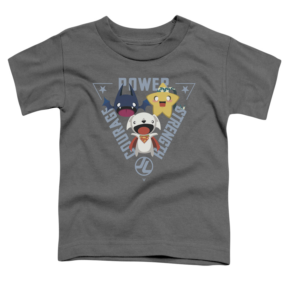 Justice League Power Trio Toddler Kids Youth T Shirt Charcoal