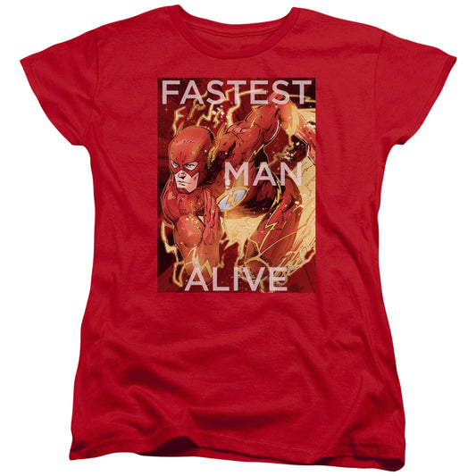 Justice League Fastest Man Alive Womens T Shirt Red