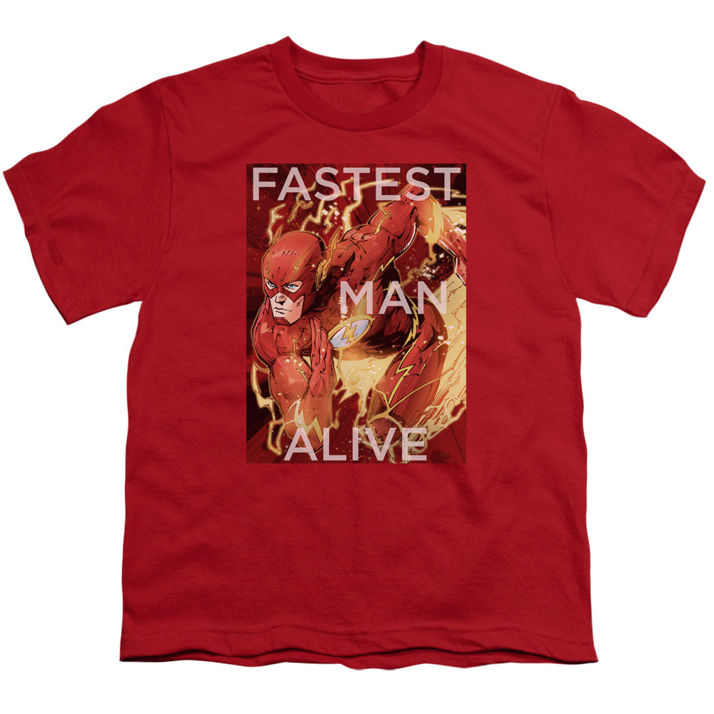 Justice League Fastest Man Alive Kids Youth T Shirt Red