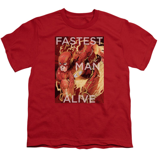 Justice League Fastest Man Alive Kids Youth T Shirt Red