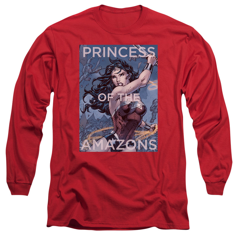Justice League Princess of the Amazons Mens Long Sleeve Shirt Red