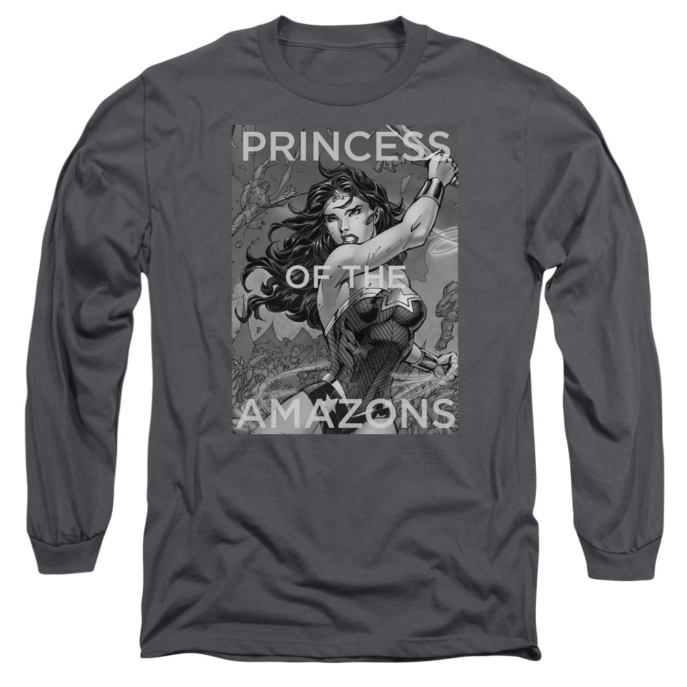 Justice League Princess of the Amazons Mens Long Sleeve Shirt Charcoal