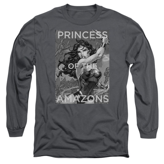 Justice League Princess of the Amazons Mens Long Sleeve Shirt Charcoal