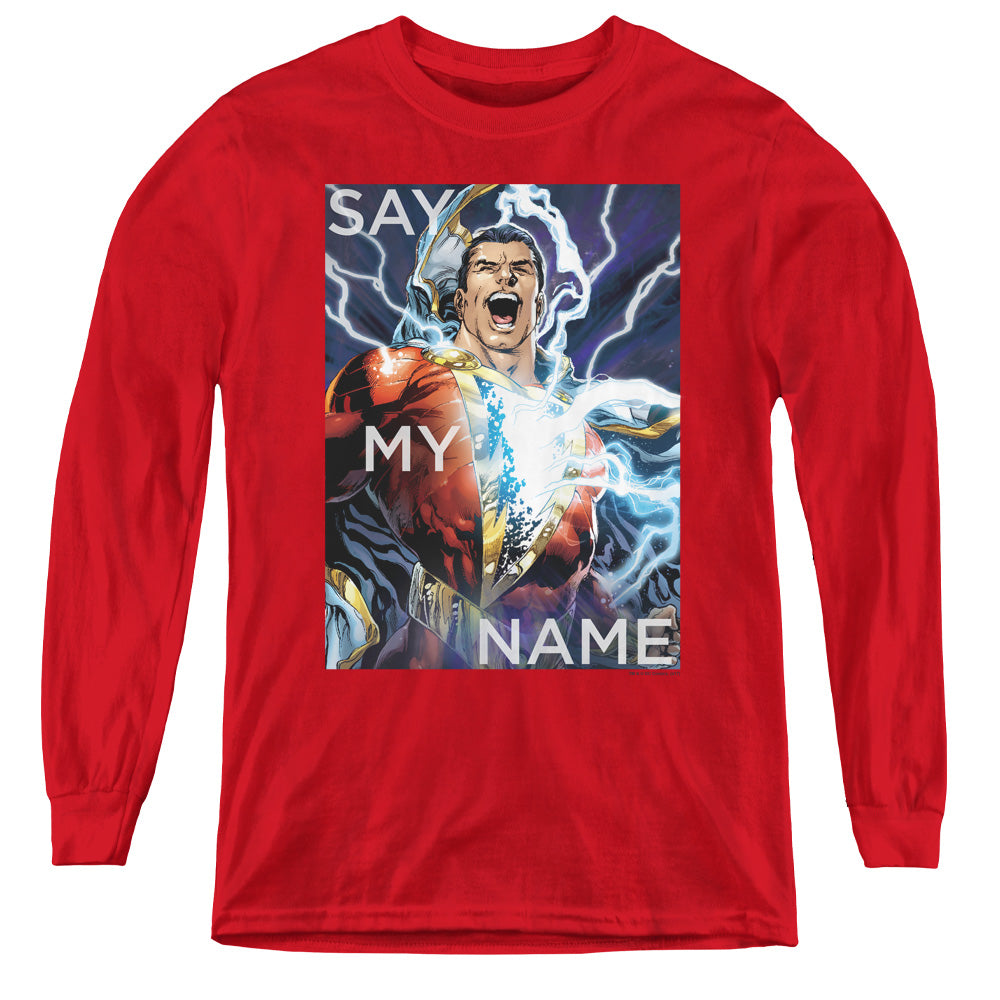 Justice League Say My Name Long Sleeve Kids Youth T Shirt Red