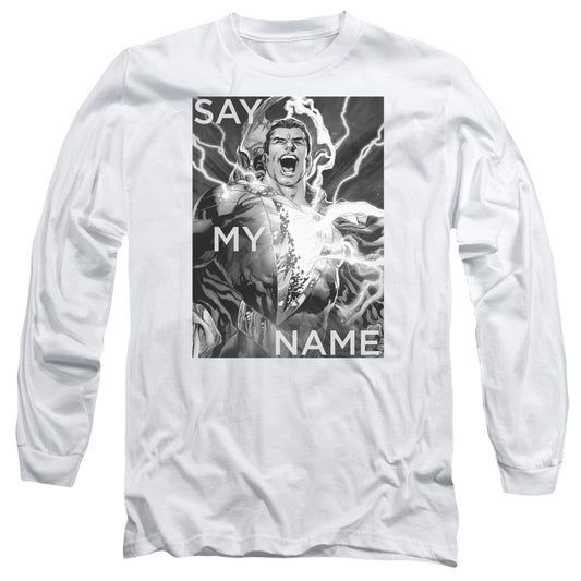 Justice League Say My Name Mens Long Sleeve Shirt White