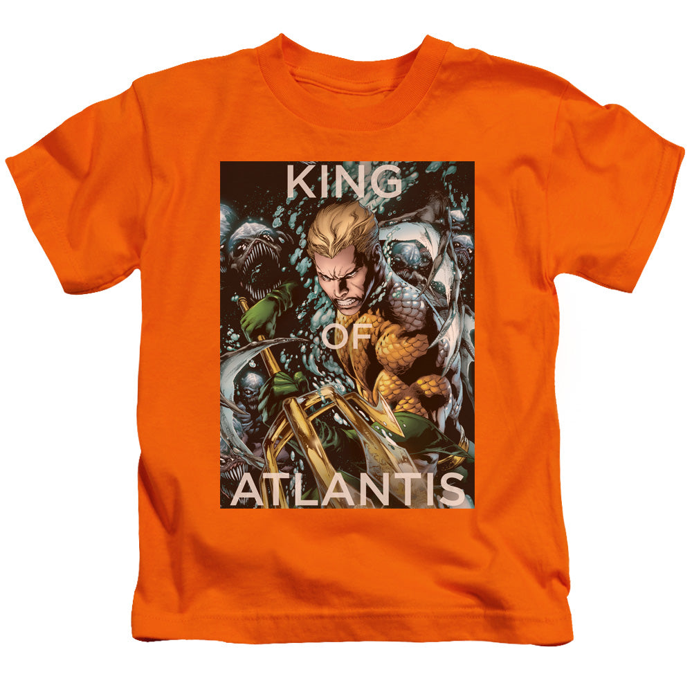 Justice League King of Atlantis Juvenile Kids Youth T Shirt Orange