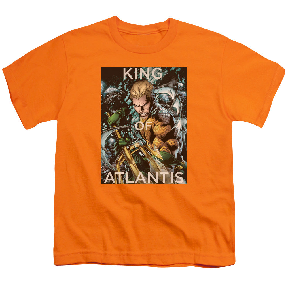 Justice League King of Atlantis Kids Youth T Shirt Orange