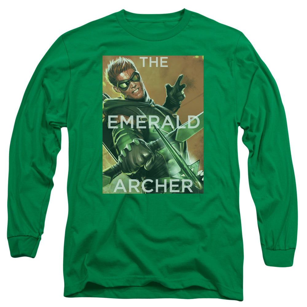 Justice League Trigger Mens Long Sleeve Shirt Kelly Green