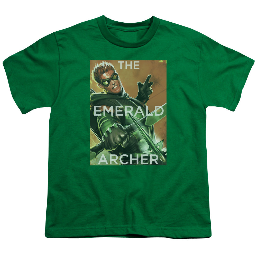Justice League Trigger Kids Youth T Shirt Kelly Green