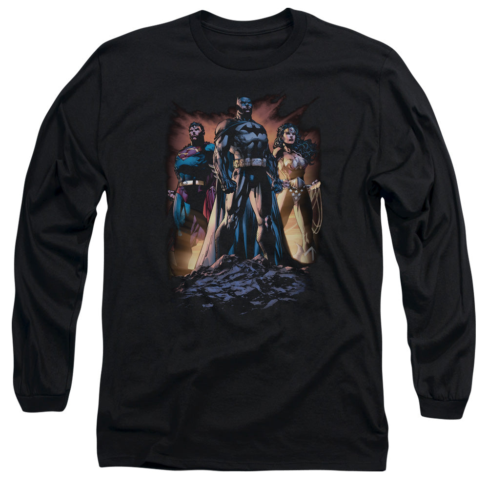 Justice League Take a Stand Mens Long Sleeve Shirt Black