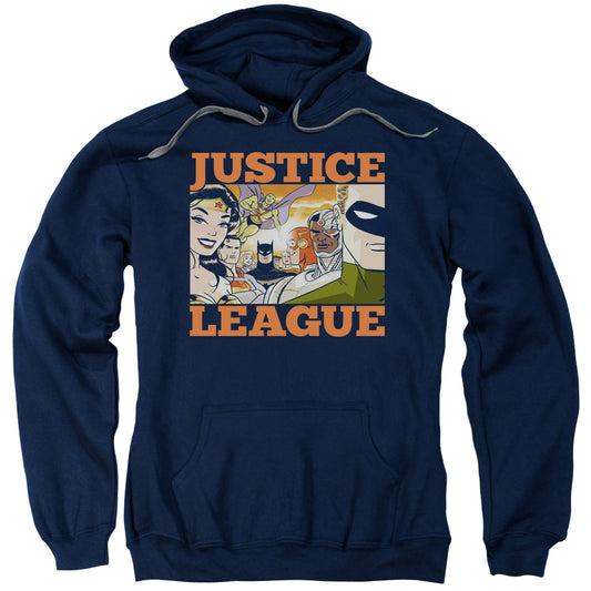 Justice League New Dawn Group Mens Hoodie Navy Blue