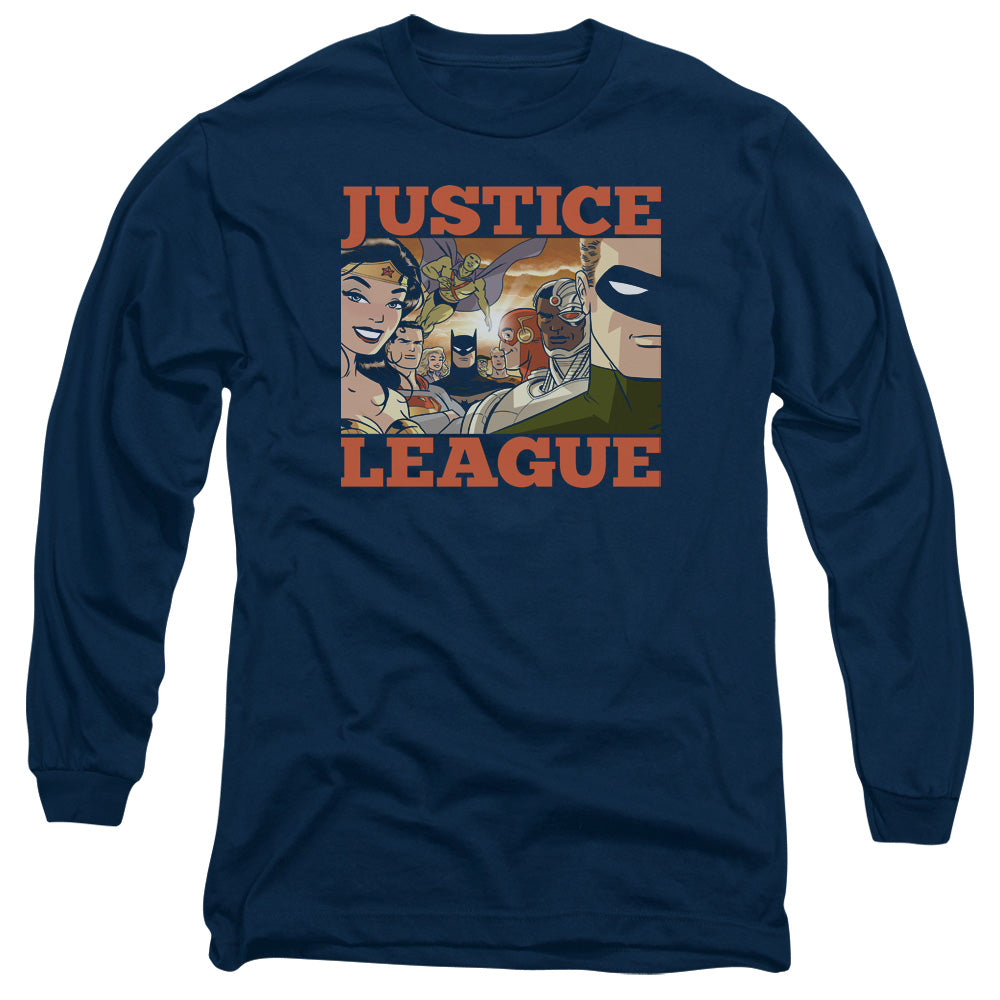 Justice League New Dawn Group Mens Long Sleeve Shirt Navy Blue