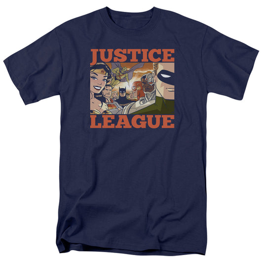 Justice League Of America New Dawn Group Mens T Shirt Navy Officially Licensed