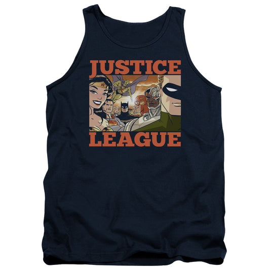 Justice League New Dawn Group Mens Tank Top Shirt Navy Blue