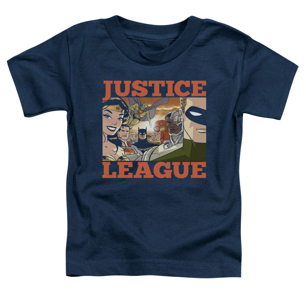 Justice League New Dawn Group Toddler Kids Youth T Shirt Navy Blue