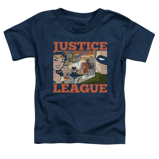 Justice League New Dawn Group Toddler Kids Youth T Shirt Navy Blue