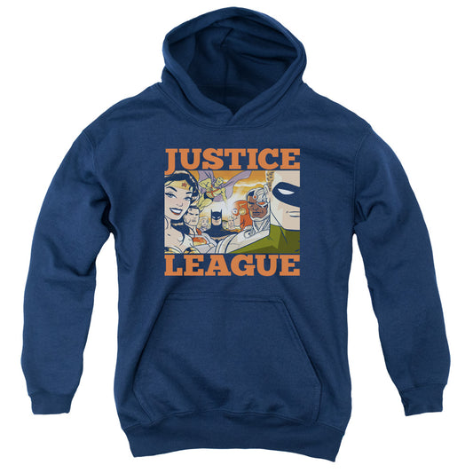 Justice League New Dawn Group Kids Youth Hoodie Navy Blue