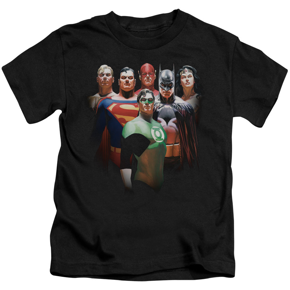 Justice League Roll Call Juvenile Kids Youth T Shirt Black