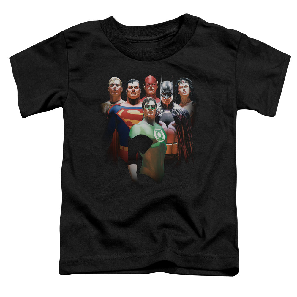 Justice League Roll Call Toddler Kids Youth T Shirt Black