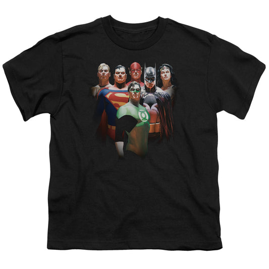 Justice League Roll Call Kids Youth T Shirt Black