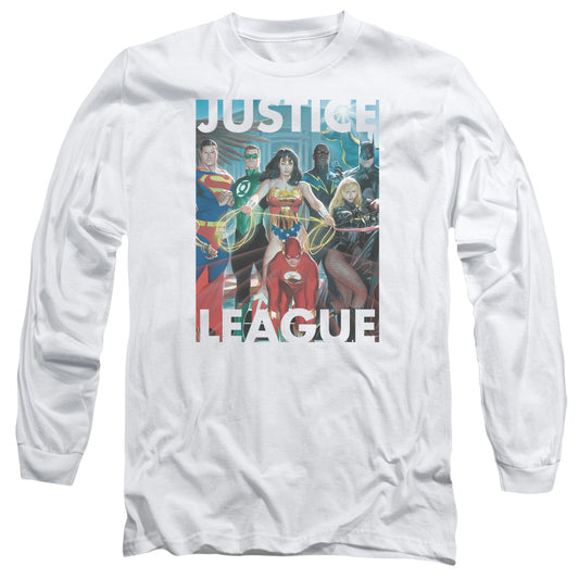 Justice League Hall of Justice Mens Long Sleeve Shirt White