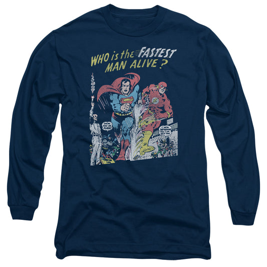 Justice League Fastest Man Mens Long Sleeve Shirt Navy Blue