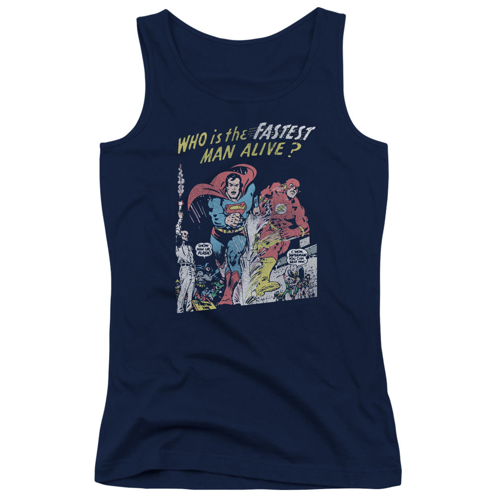 Justice League Fastest Man Womens Tank Top Shirt Navy Blue