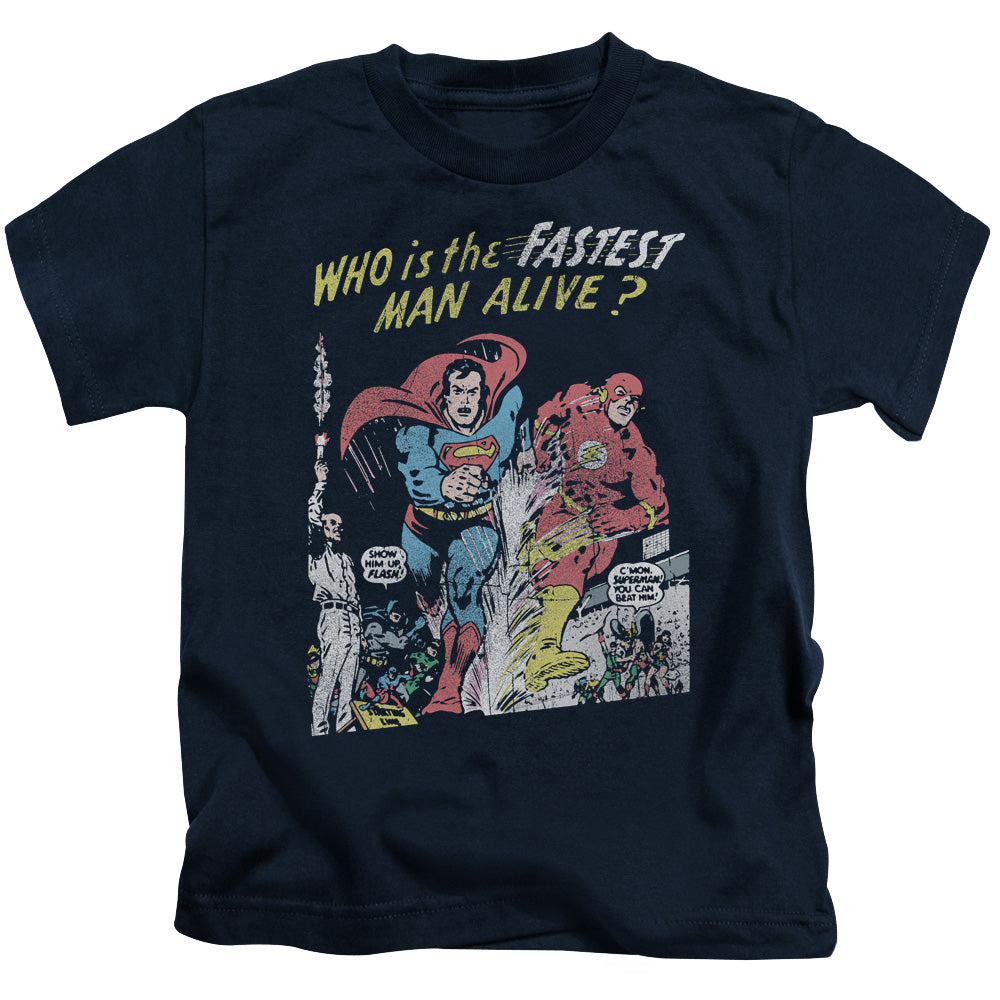 Justice League Fastest Man Juvenile Kids Youth T Shirt Navy Blue