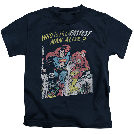 Justice League Fastest Man Juvenile Kids Youth T Shirt Navy Blue